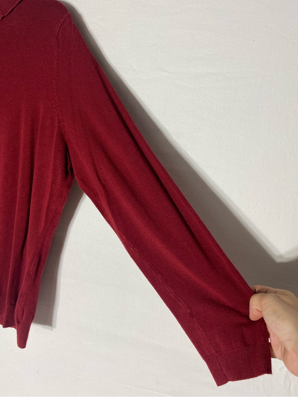 Ricki’s Burgundy Red Ruffle V Neck Rayon Blend Knit Sweater Top XL - Picture 12 of 14